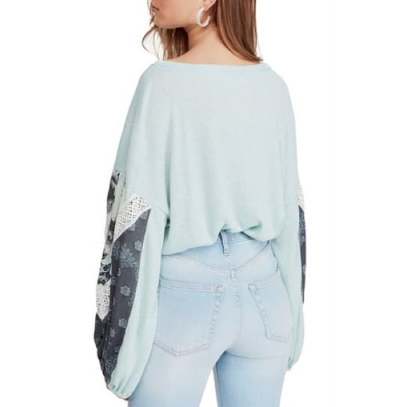 Free People Mint Sweater Long Sleeve Floral Large - Picture 10 of 12